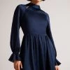 Ted Baker Ryaa Dark Blue High Neck Fit And Flare Mini Dress 2 Ted Baker Ryaa Dark Blue High Neck Fit And Flare Mini Dress -Ted Baker Shop D40147s