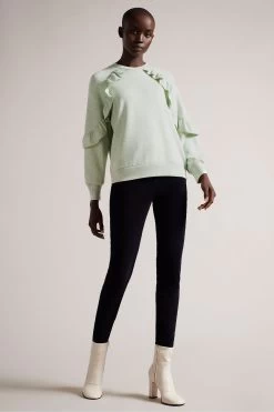 Ted Baker Green Yazme Frill Sweatshirt With Chain Trim Edge 9 Ted Baker Green Yazme Frill Sweatshirt With Chain Trim Edge -Ted Baker Shop D40151s3