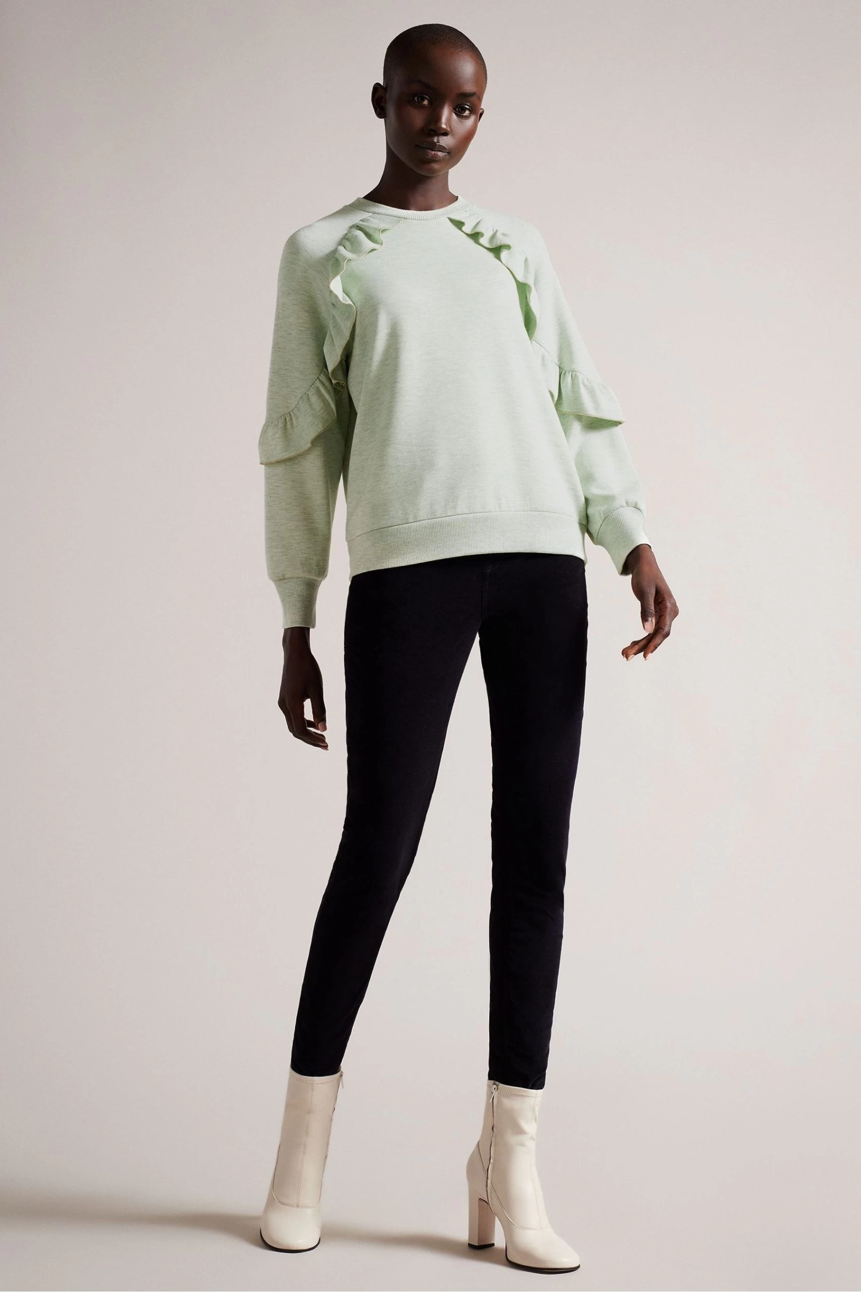 Ted Baker Green Yazme Frill Sweatshirt With Chain Trim Edge 5 Ted Baker Green Yazme Frill Sweatshirt With Chain Trim Edge - Image 3