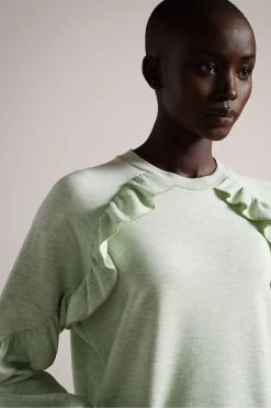 Ted Baker Green Yazme Frill Sweatshirt With Chain Trim Edge 10 Ted Baker Green Yazme Frill Sweatshirt With Chain Trim Edge -Ted Baker Shop D40151s4