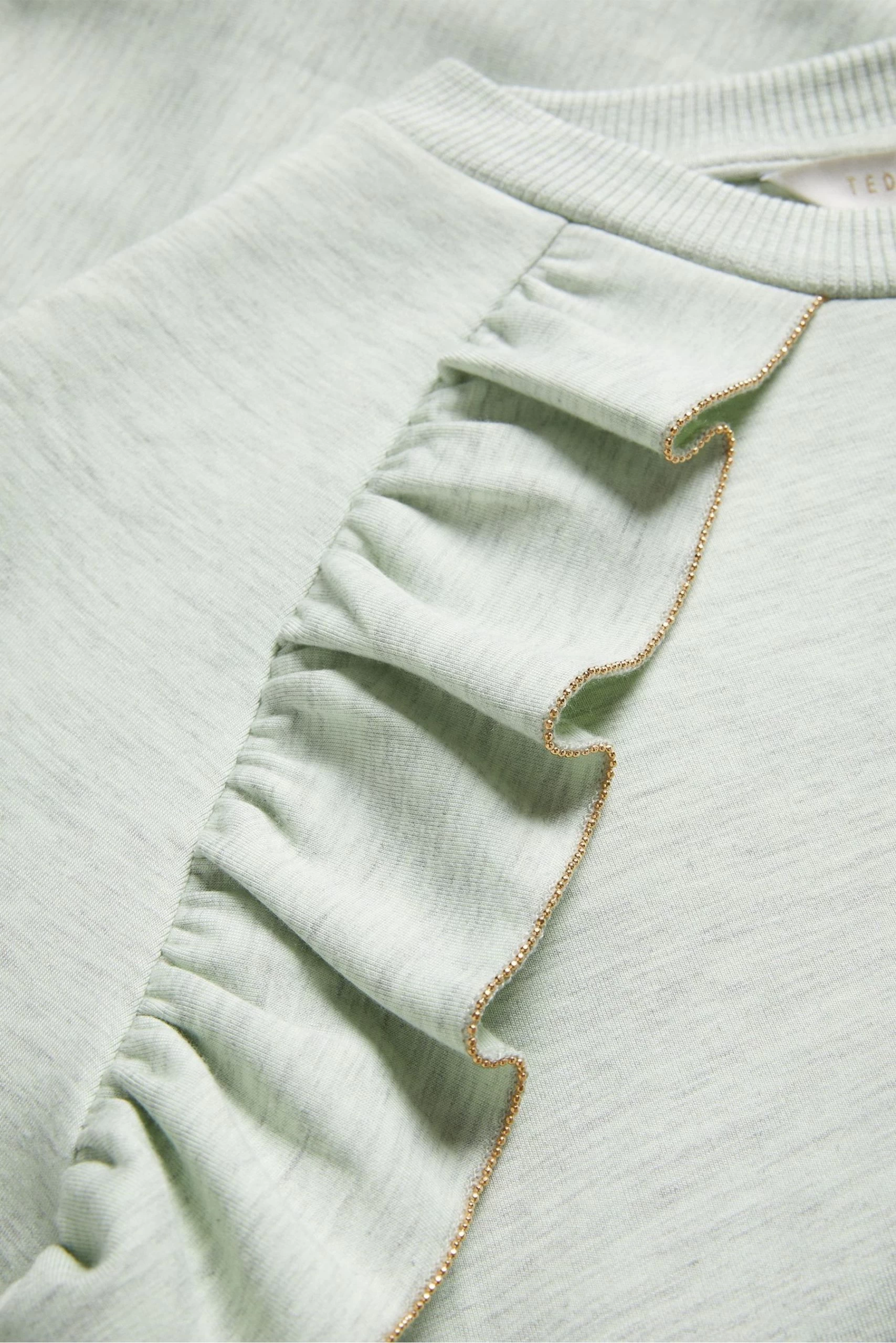 Ted Baker Green Yazme Frill Sweatshirt With Chain Trim Edge 7 Ted Baker Green Yazme Frill Sweatshirt With Chain Trim Edge - Image 5