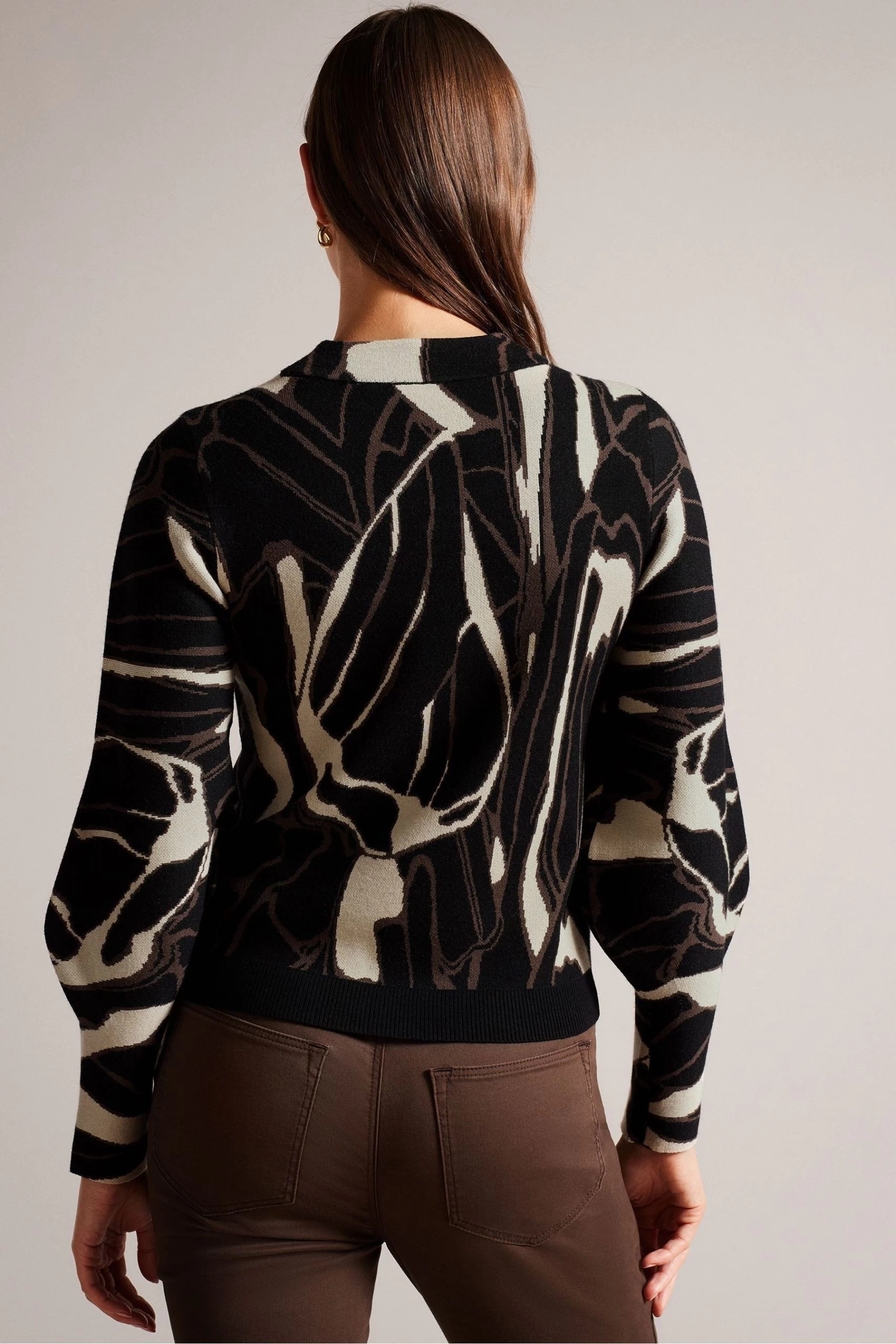 Ted Baker Marelia Black Jacquard Sweater With Sleeve Detail 4 Ted Baker Marelia Black Jacquard Sweater With Sleeve Detail - Image 2