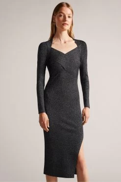 Ted Baker Tabytha Cross-Over Black Knit Dress