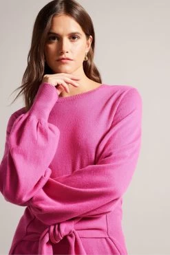 Ted Baker Pink Essya Slouchy Tie Front Midi Knit Dress 9 Ted Baker Pink Essya Slouchy Tie Front Midi Knit Dress -Ted Baker Shop D40154s3