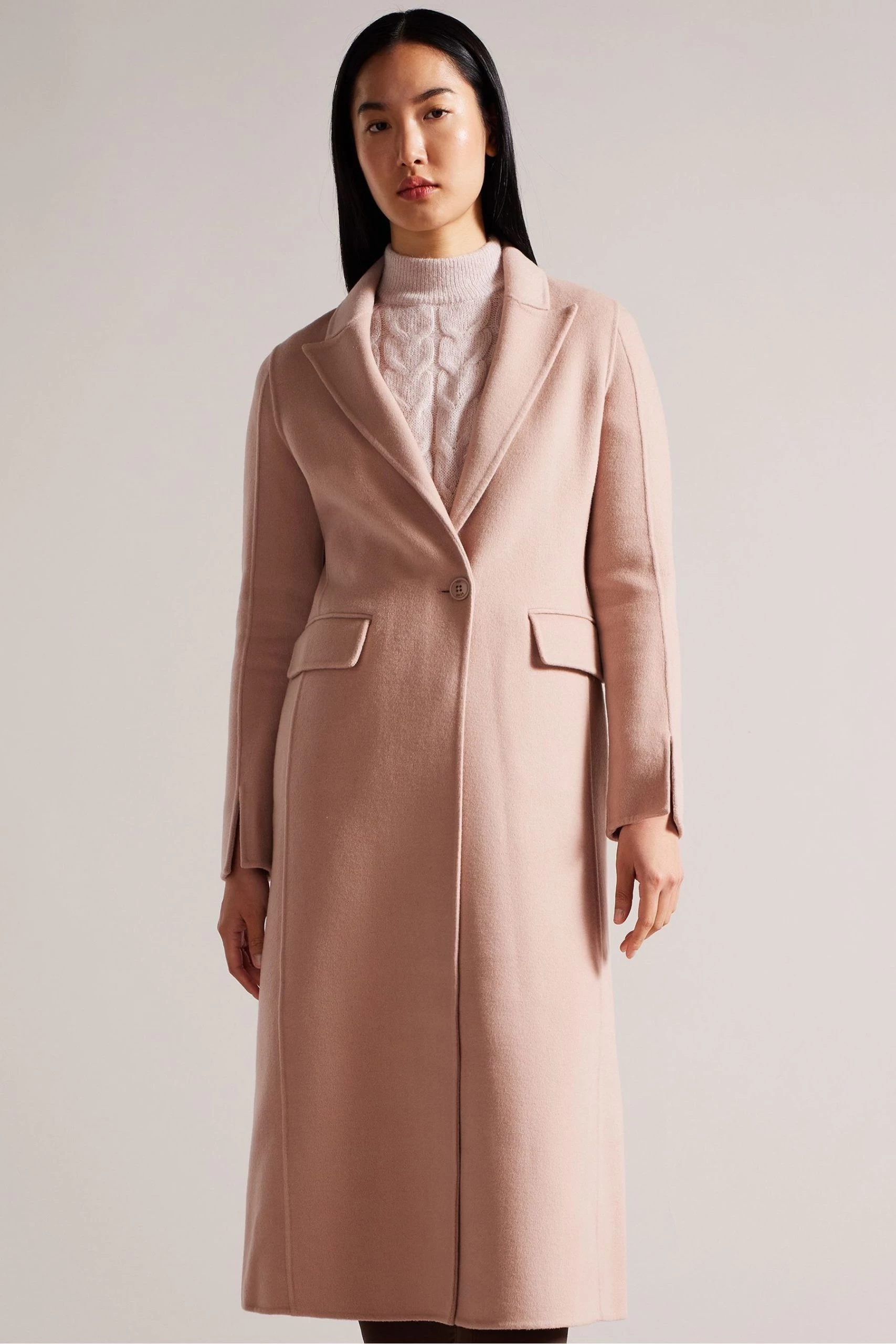 Ted Baker Dusky Pink Serinn Single Breasted Midaxi Coat 3 Ted Baker Dusky Pink Serinn Single Breasted Midaxi Coat