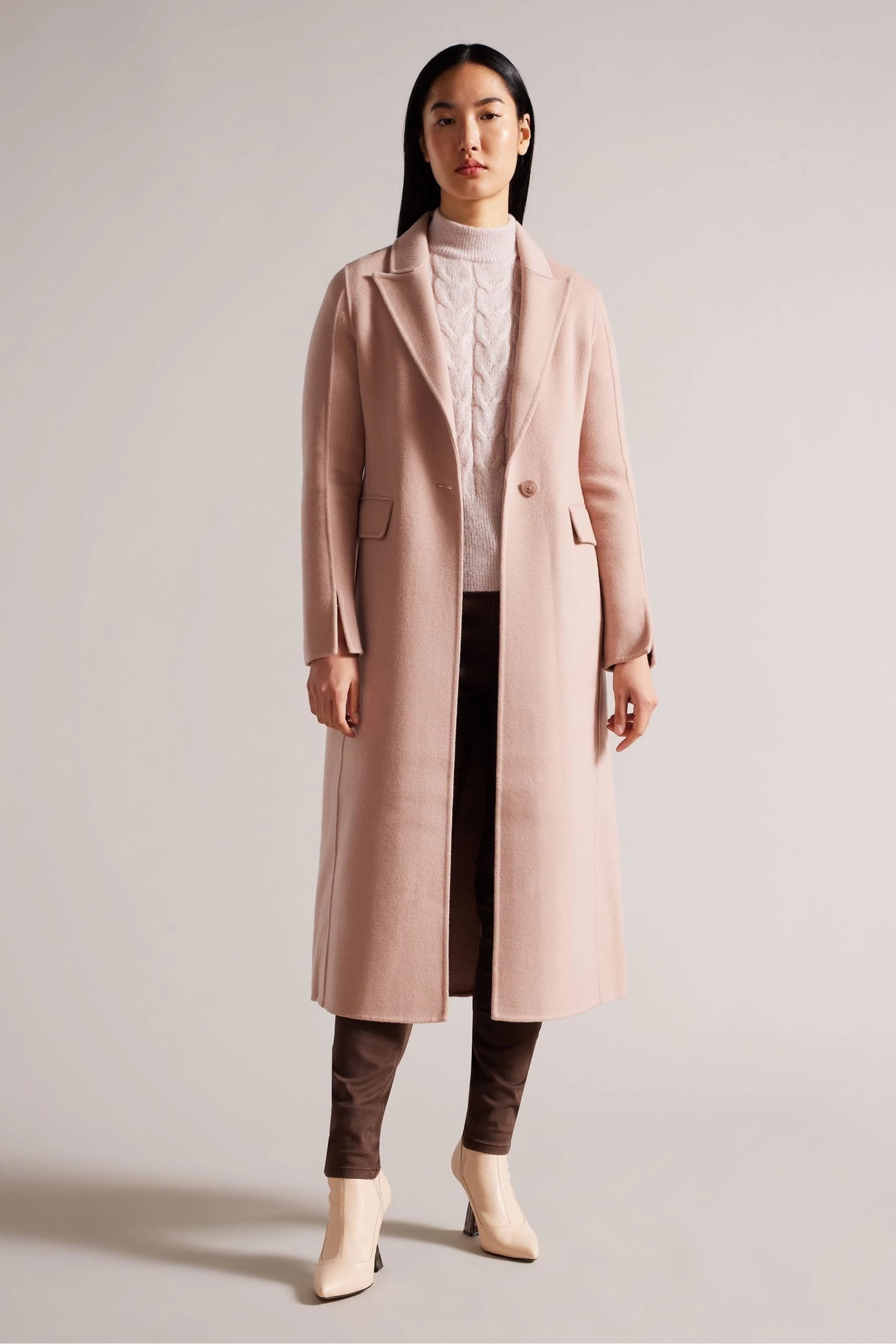 Ted Baker Dusky Pink Serinn Single Breasted Midaxi Coat 5 Ted Baker Dusky Pink Serinn Single Breasted Midaxi Coat - Image 3