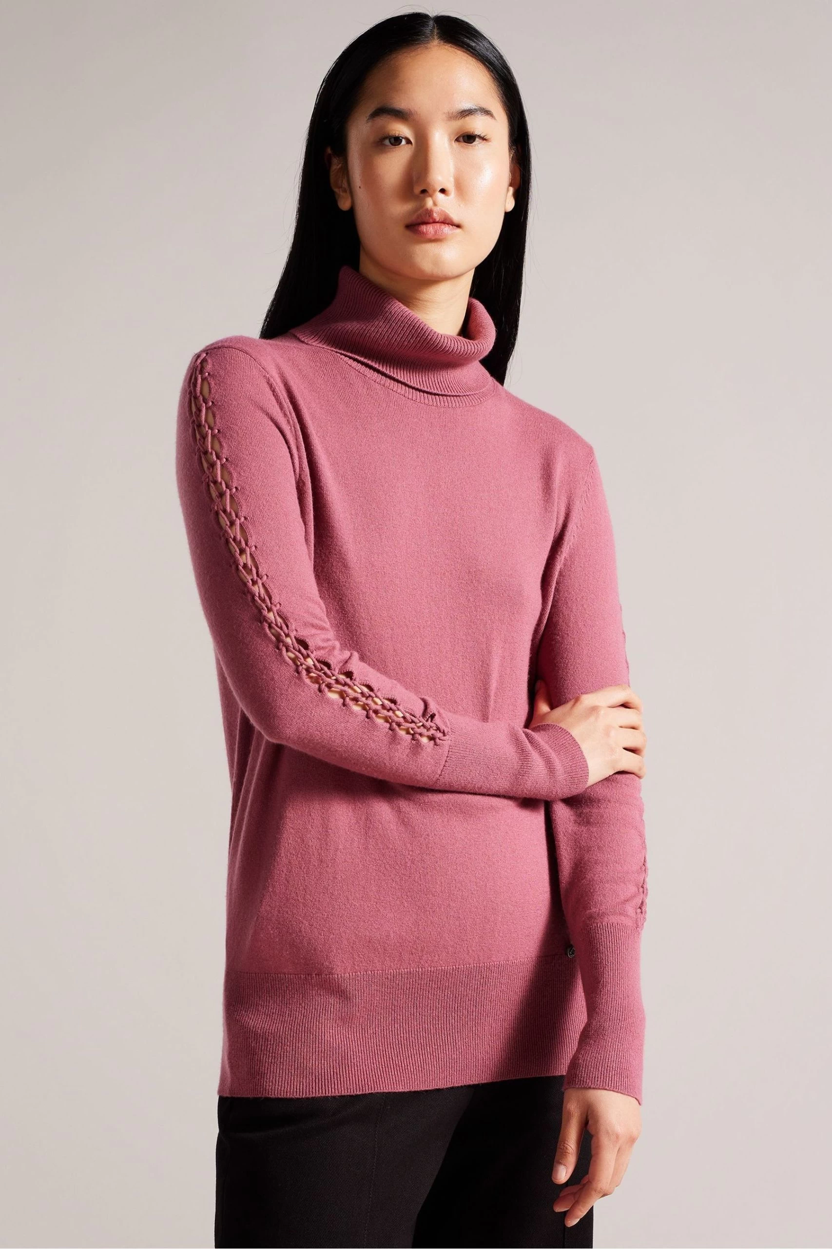 Ted Baker Purple Maevia Roll Neck Sweater With Stitch Insert 3 Ted Baker Purple Maevia Roll Neck Sweater With Stitch Insert