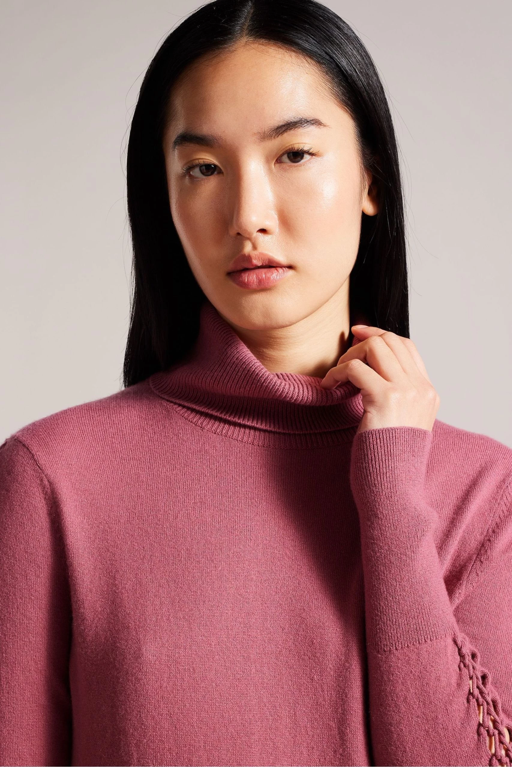 Ted Baker Purple Maevia Roll Neck Sweater With Stitch Insert 6 Ted Baker Purple Maevia Roll Neck Sweater With Stitch Insert - Image 4