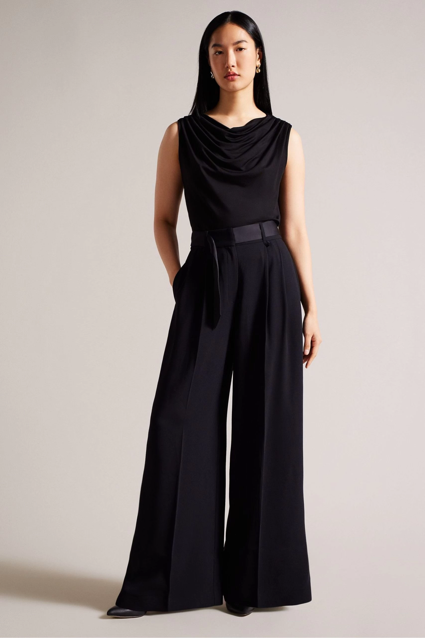 Ted Baker Margeta Black Circle Cut Draped Top 4 Ted Baker Margeta Black Circle Cut Draped Top - Image 2