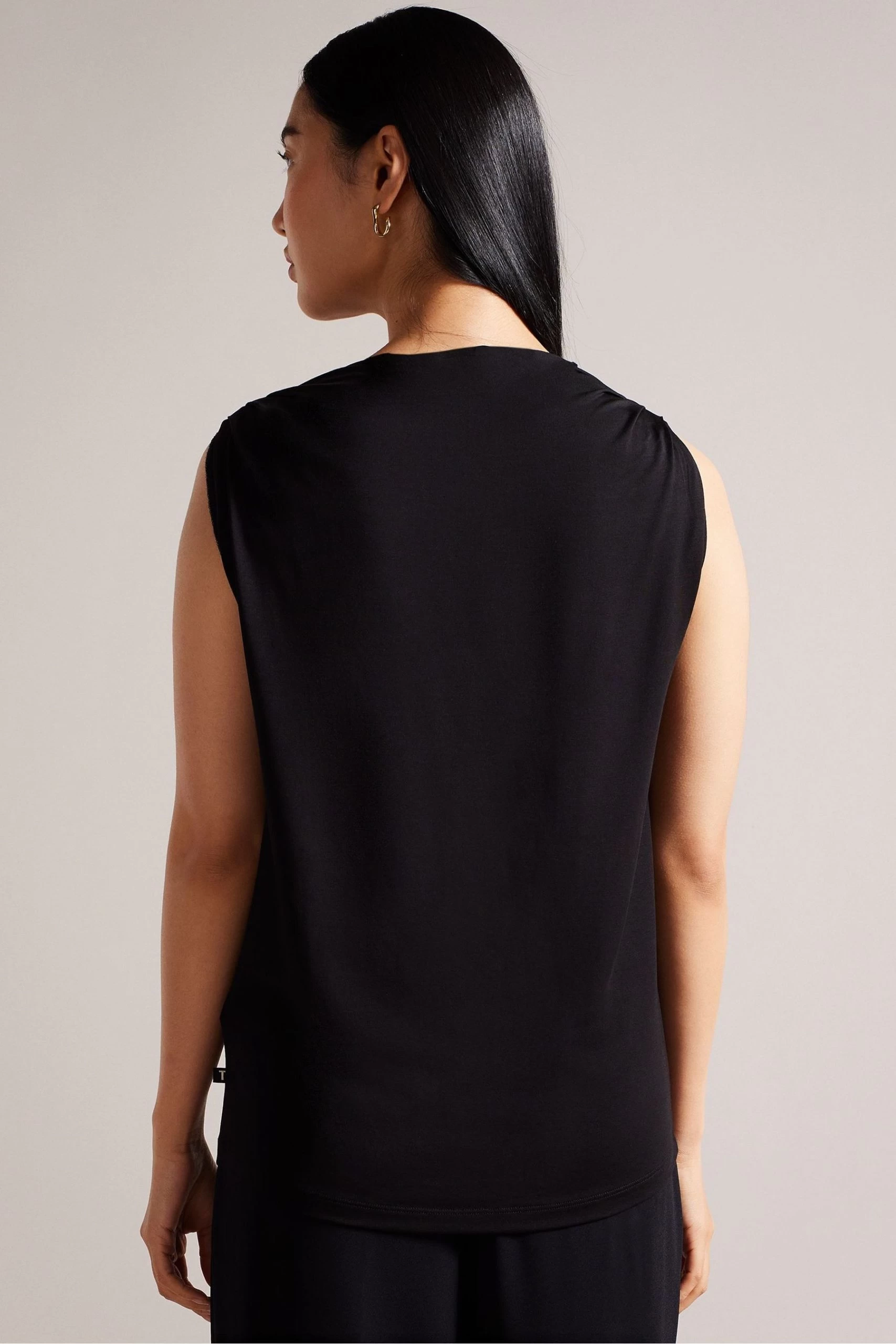 Ted Baker Margeta Black Circle Cut Draped Top 5 Ted Baker Margeta Black Circle Cut Draped Top - Image 3