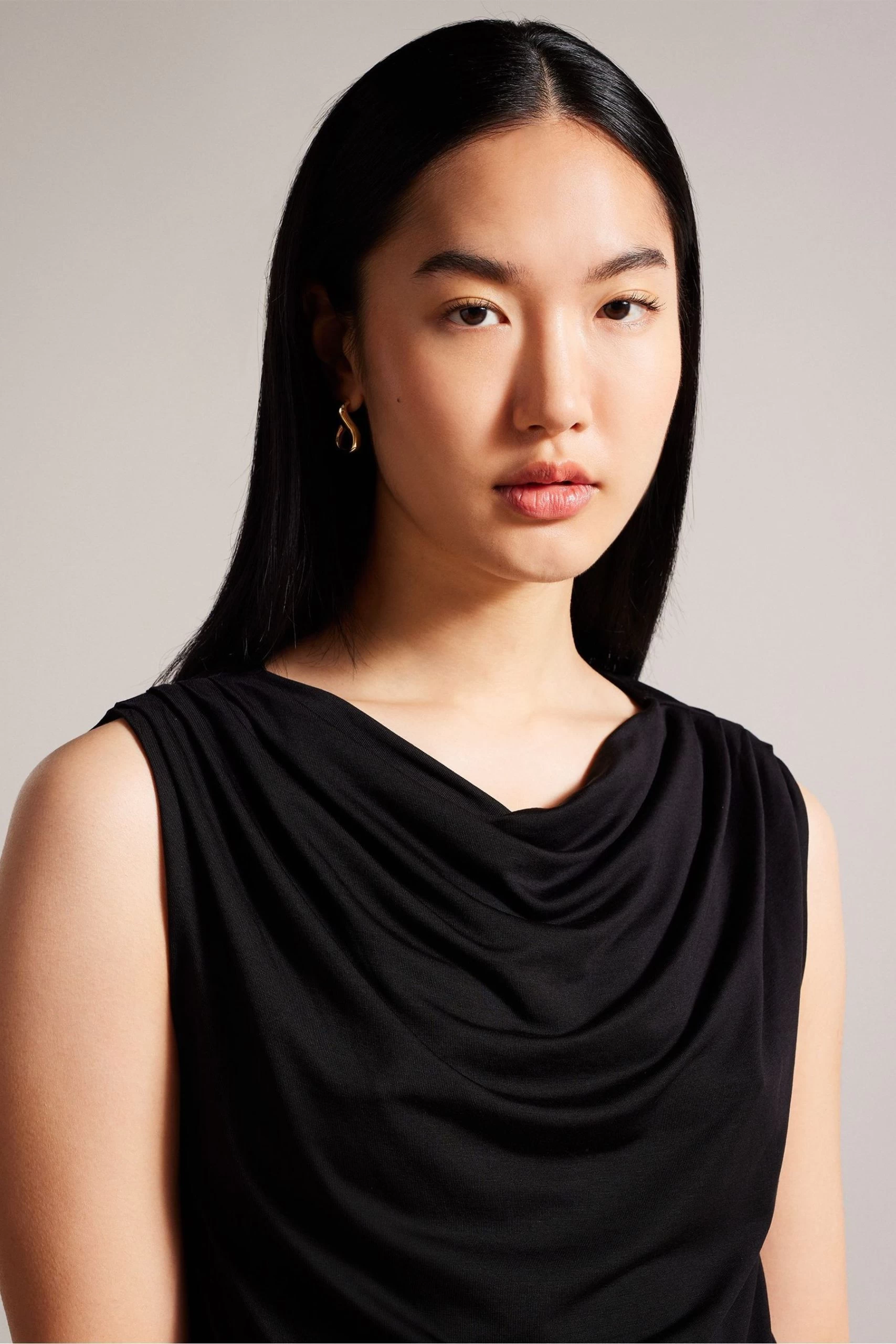 Ted Baker Margeta Black Circle Cut Draped Top 6 Ted Baker Margeta Black Circle Cut Draped Top - Image 4