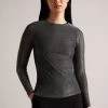 Ted Baker Genini Glitsy Black Long Sleeve Top With Gathering 2 Ted Baker Genini Glitsy Black Long Sleeve Top With Gathering -Ted Baker Shop D40162s