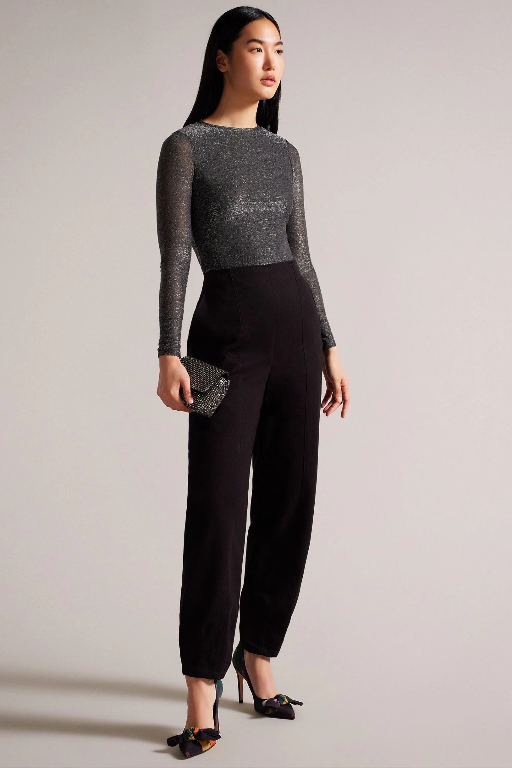 Ted Baker Genini Glitsy Black Long Sleeve Top With Gathering 5 Ted Baker Genini Glitsy Black Long Sleeve Top With Gathering - Image 3
