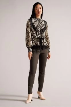 Ted Baker Alness Drawstring Waist Brown Blouse With Contrast Lace 9 Ted Baker Alness Drawstring Waist Brown Blouse With Contrast Lace -Ted Baker Shop D40165s3