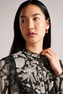 Ted Baker Alness Drawstring Waist Brown Blouse With Contrast Lace 10 Ted Baker Alness Drawstring Waist Brown Blouse With Contrast Lace -Ted Baker Shop D40165s4