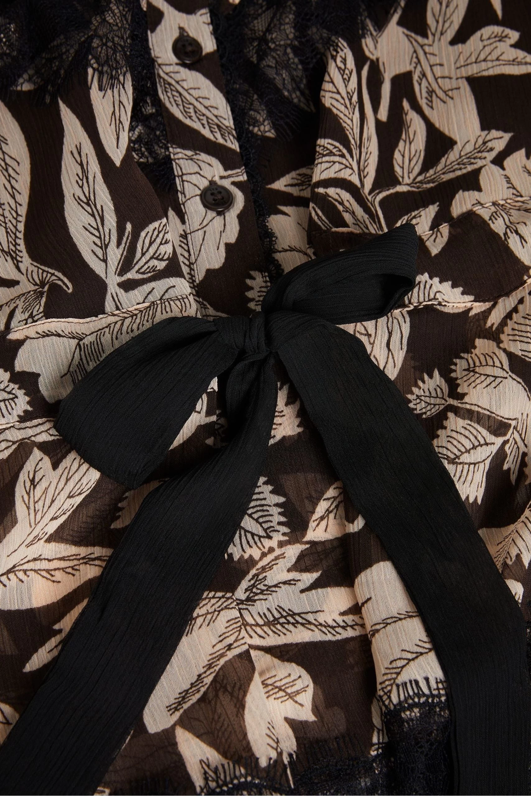 Ted Baker Alness Drawstring Waist Brown Blouse With Contrast Lace 7 Ted Baker Alness Drawstring Waist Brown Blouse With Contrast Lace - Image 5