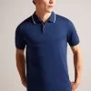 Ted Baker Navy-Blue Allard Jacquard Polo Shirt 1 Ted Baker Navy-Blue Allard Jacquard Polo Shirt -Ted Baker Shop D40230s