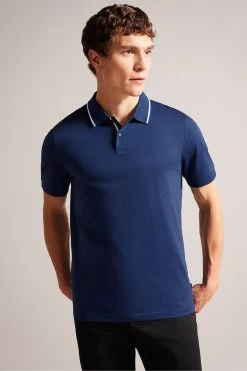Ted Baker Navy-Blue Allard Jacquard Polo Shirt