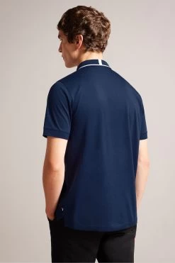 Ted Baker Navy-Blue Allard Jacquard Polo Shirt 7 Ted Baker Navy-Blue Allard Jacquard Polo Shirt -Ted Baker Shop D40230s2