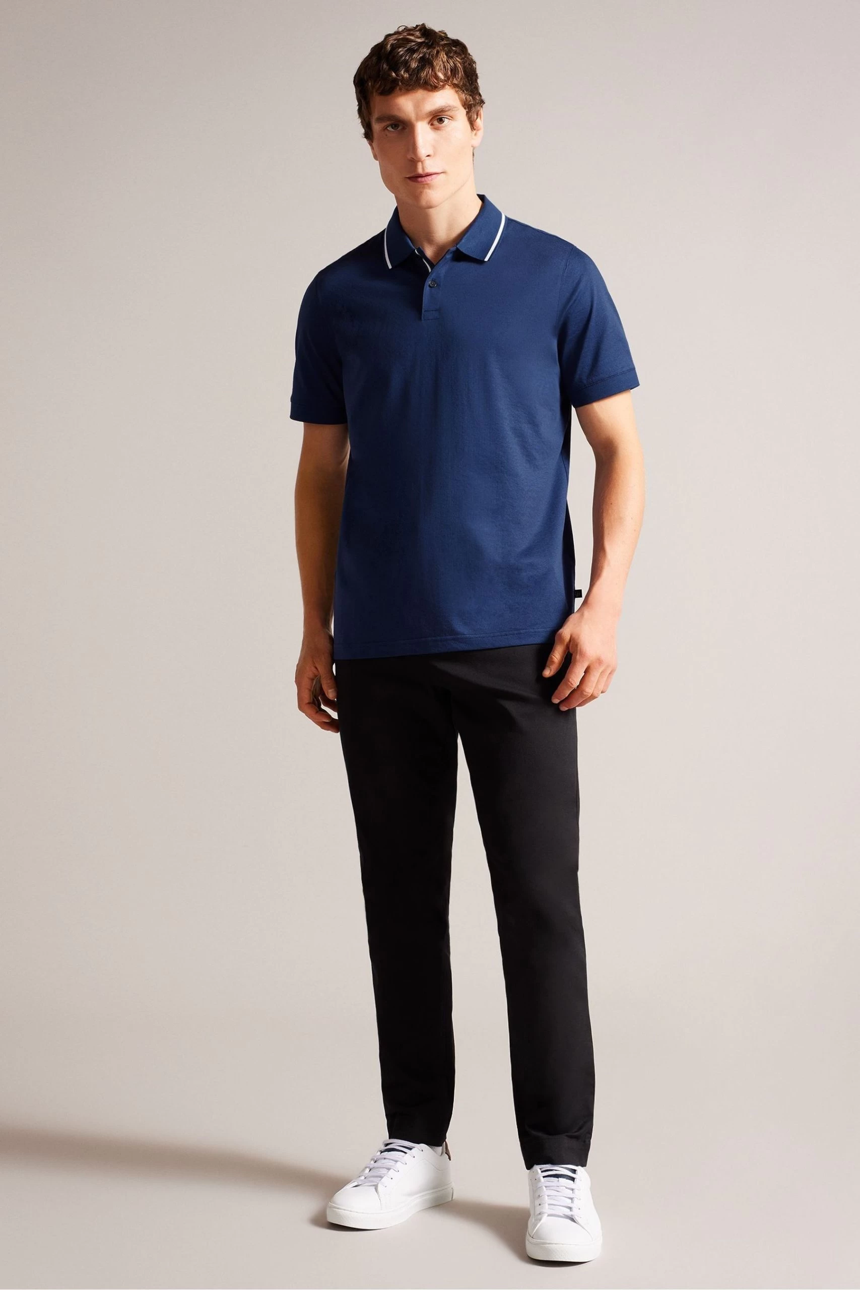 Ted Baker Navy-Blue Allard Jacquard Polo Shirt 5 Ted Baker Navy-Blue Allard Jacquard Polo Shirt - Image 3