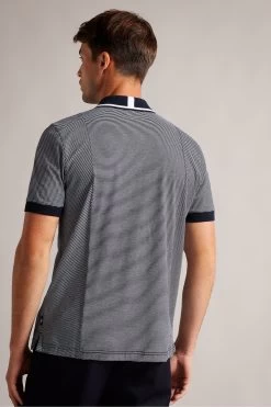 Ted Baker Navy Blue Taigaa Regular Striped Panelled Polo Shirt -Ted Baker Shop D40232s2