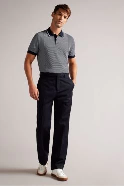 Ted Baker Navy Blue Taigaa Regular Striped Panelled Polo Shirt -Ted Baker Shop D40232s3