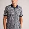 Ted Baker Regular Fit Navy-Blue Coreo Jacquard Polo Shirt -Ted Baker Shop D40236s