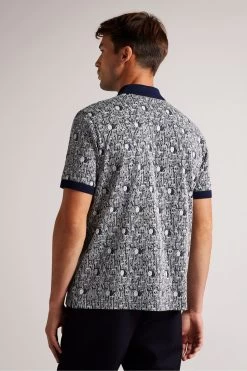 Ted Baker Regular Fit Navy-Blue Coreo Jacquard Polo Shirt -Ted Baker Shop D40236s2