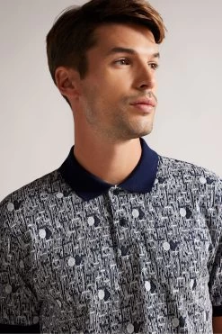 Ted Baker Regular Fit Navy-Blue Coreo Jacquard Polo Shirt -Ted Baker Shop D40236s4