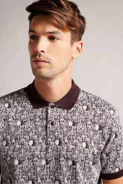 Ted Baker Regular Fit Maroon Red Coreo Jacquard Polo Shirt 9 Ted Baker Regular Fit Maroon Red Coreo Jacquard Polo Shirt -Ted Baker Shop D40237s3