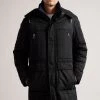Ted Baker Long Skegby Black Quilted Jacket -Ted Baker Shop D40242s
