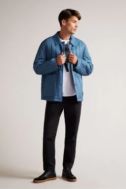 Ted Baker Mid-Blue Skelton Patchwork Quilted Workwear Jacket -Ted Baker Shop D40243s3