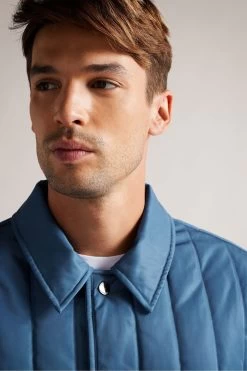 Ted Baker Mid-Blue Skelton Patchwork Quilted Workwear Jacket -Ted Baker Shop D40243s4