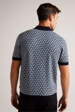 Ted Baker Regular Blue Badenn Jacquard Knitted Polo Shirt 8 Ted Baker Regular Blue Badenn Jacquard Knitted Polo Shirt -Ted Baker Shop D40244s2