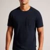 Ted Baker Regular Navy Blue Spindle Short Sleeve T-Shirt With T Pocket 1 Ted Baker Regular Navy Blue Spindle Short Sleeve T-Shirt With T Pocket -Ted Baker Shop D40245s