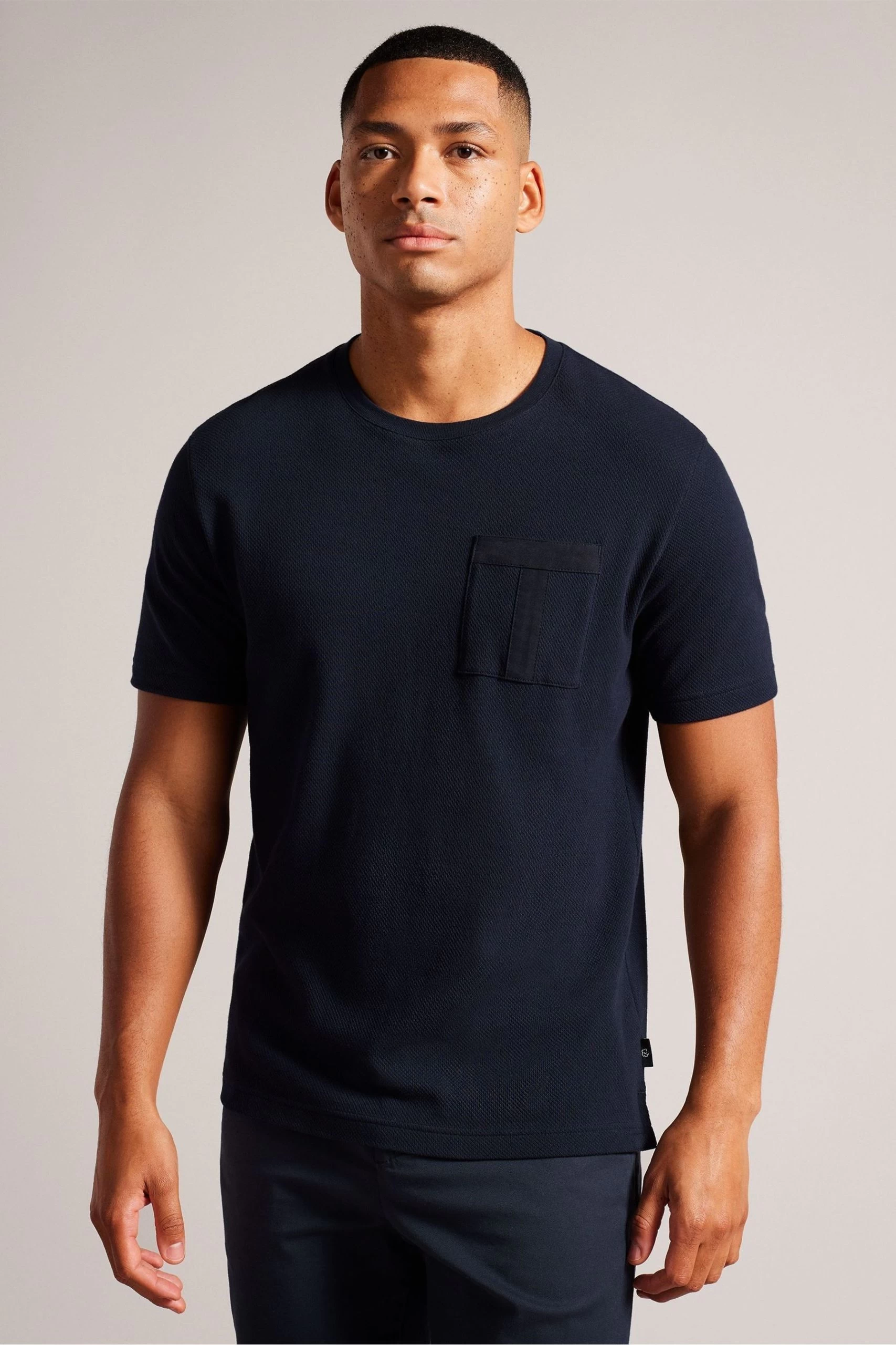Ted Baker Regular Navy Blue Spindle Short Sleeve T-Shirt With T Pocket 3 Ted Baker Regular Navy Blue Spindle Short Sleeve T-Shirt With T Pocket