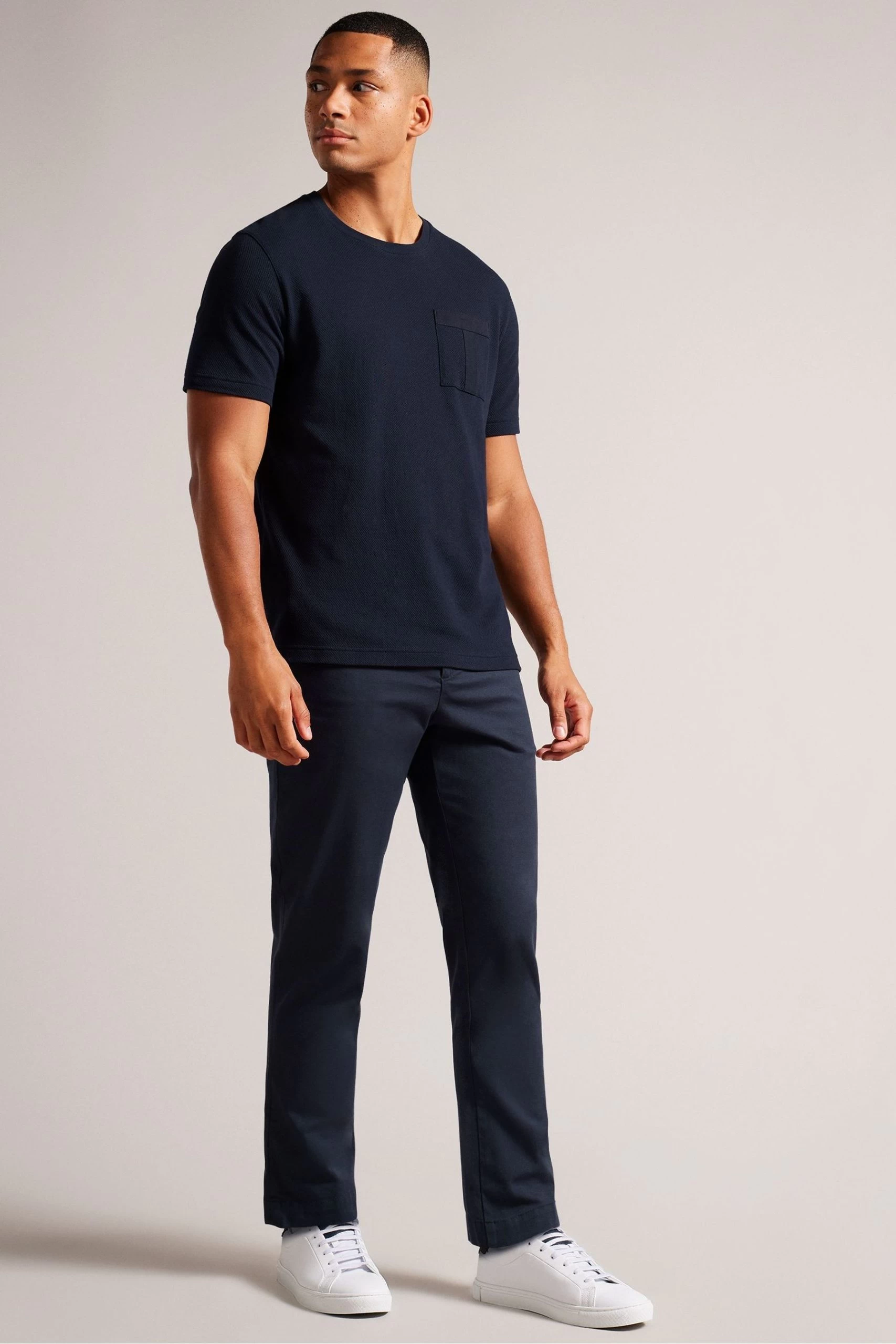 Ted Baker Regular Navy Blue Spindle Short Sleeve T-Shirt With T Pocket 5 Ted Baker Regular Navy Blue Spindle Short Sleeve T-Shirt With T Pocket - Image 3