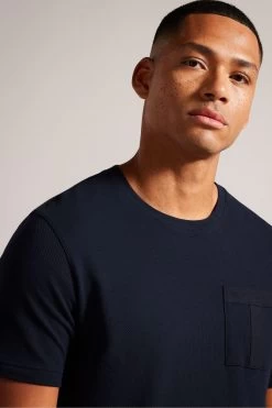 Ted Baker Regular Navy Blue Spindle Short Sleeve T-Shirt With T Pocket 10 Ted Baker Regular Navy Blue Spindle Short Sleeve T-Shirt With T Pocket -Ted Baker Shop D40245s4