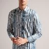Ted Baker Chorley Blue Butterfly Stripe Print Shirt 2 Ted Baker Chorley Blue Butterfly Stripe Print Shirt -Ted Baker Shop D44188s