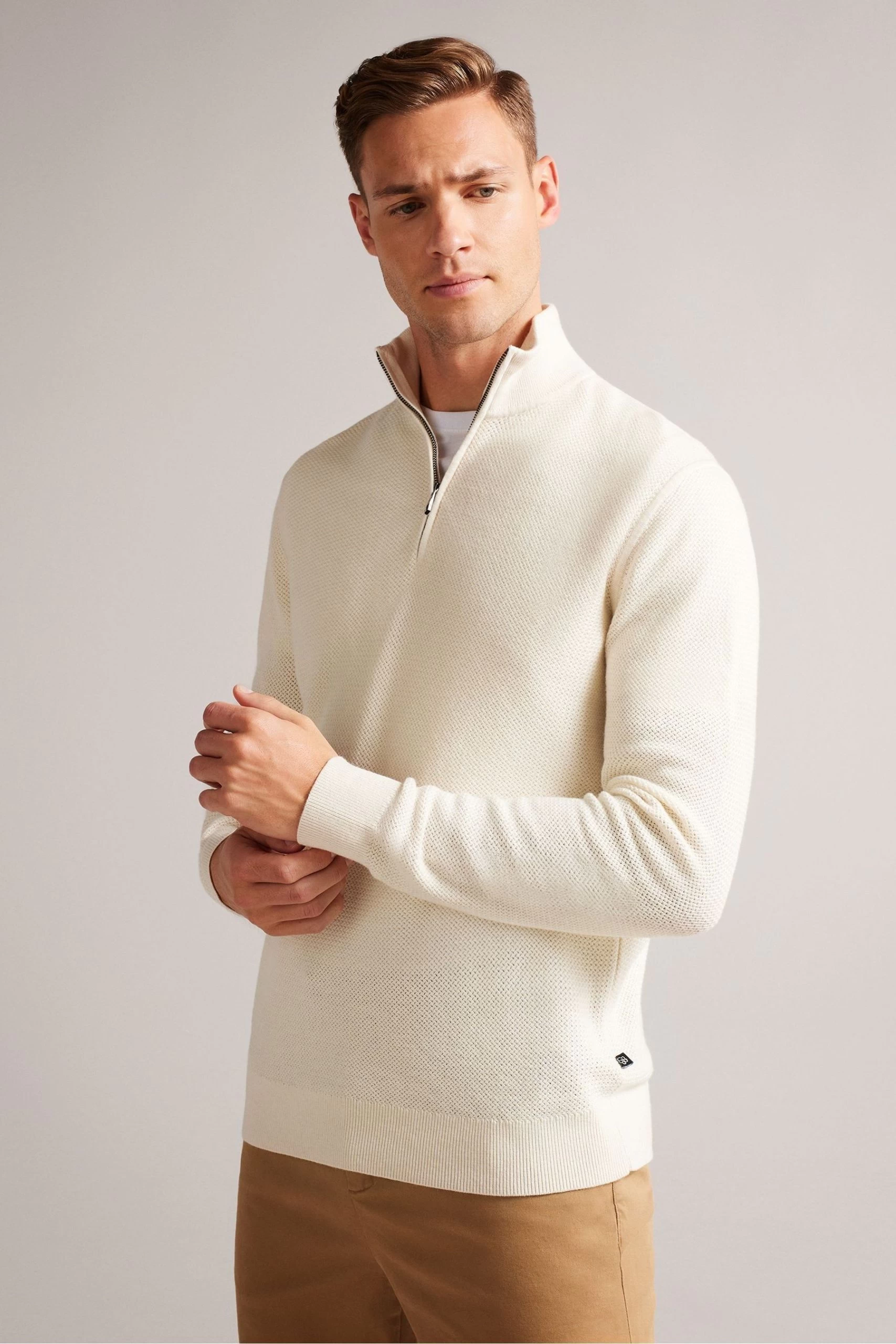 Ted Baker Meaddo Natural Regular Half Zip Jumper 3 Ted Baker Meaddo Natural Regular Half Zip Jumper