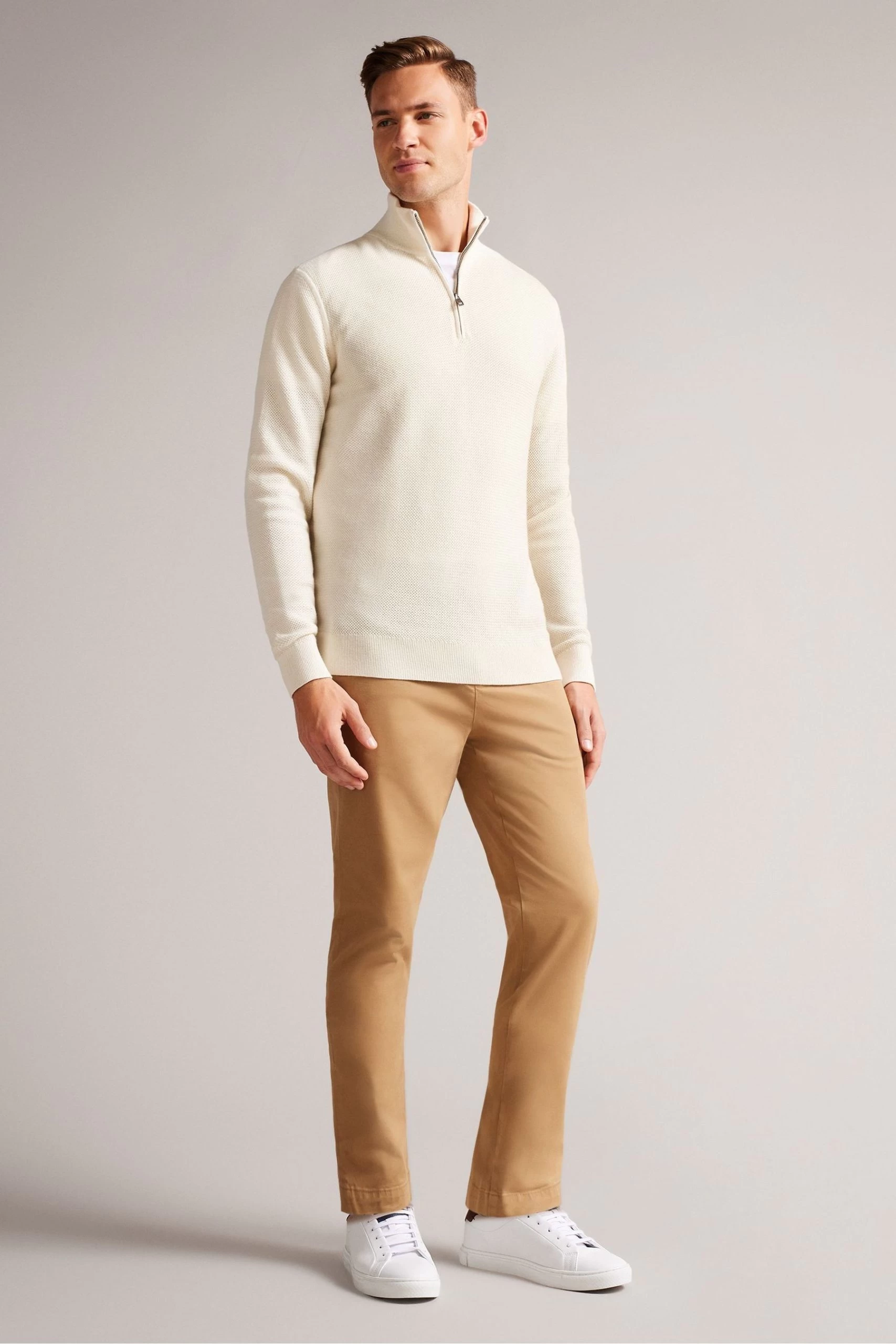 Ted Baker Meaddo Natural Regular Half Zip Jumper 5 Ted Baker Meaddo Natural Regular Half Zip Jumper - Image 3