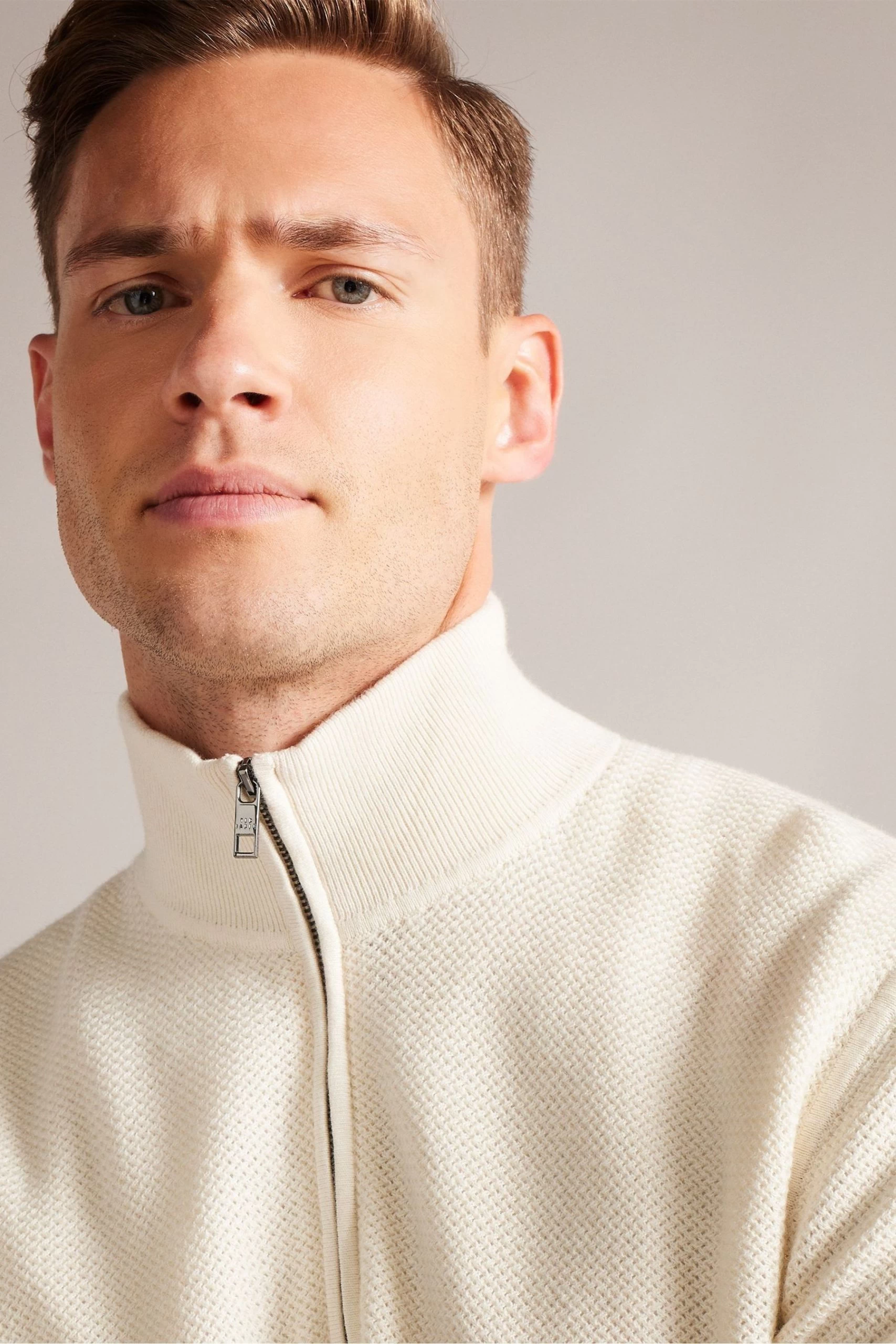 Ted Baker Meaddo Natural Regular Half Zip Jumper 6 Ted Baker Meaddo Natural Regular Half Zip Jumper - Image 4