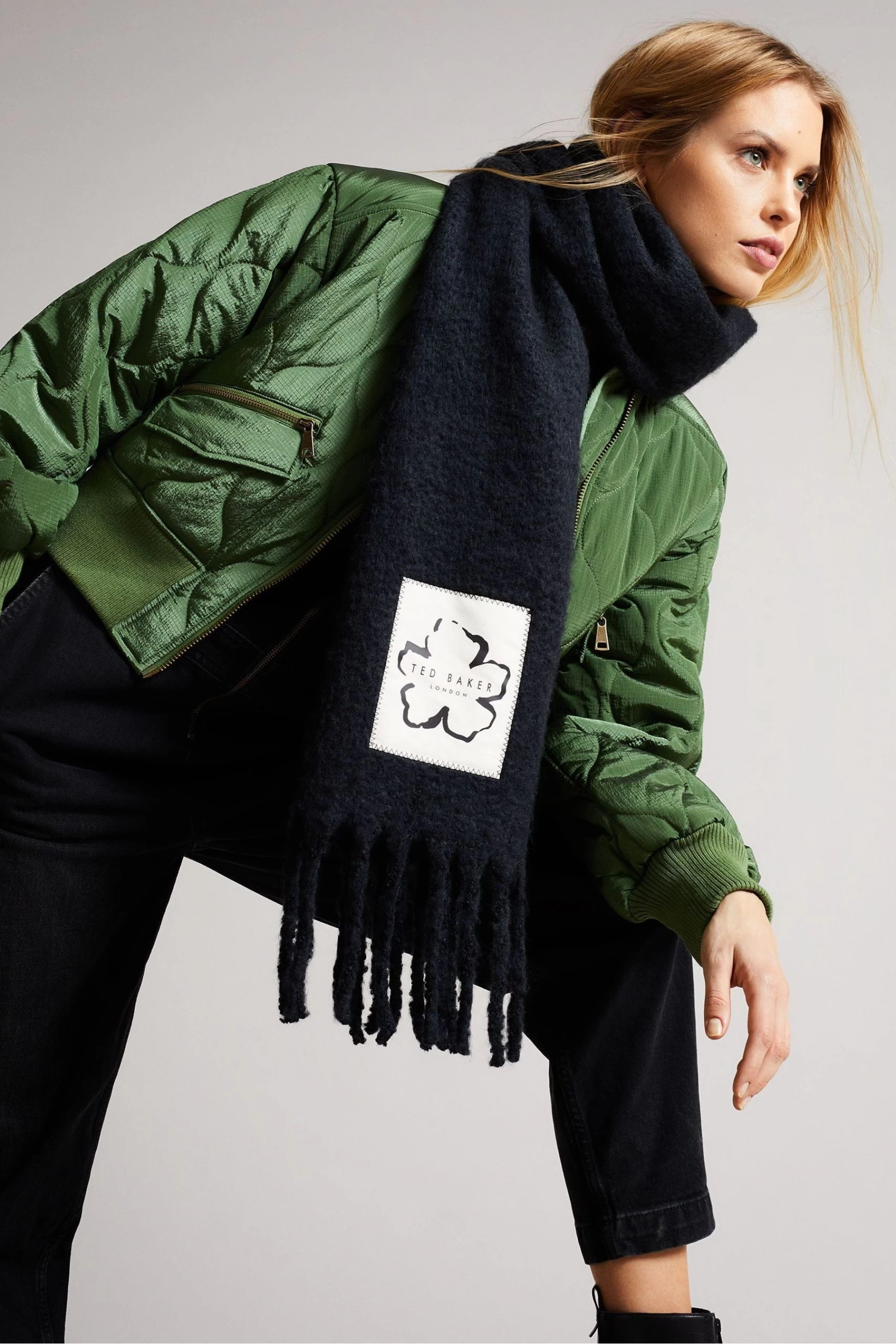 Ted Baker Tiba Black Long Tassel Oversized Scarf 5 Ted Baker Tiba Black Long Tassel Oversized Scarf - Image 3