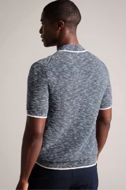 Ted Baker Blue Regular Planter Marl Open Collar Polo Shirt 9 Ted Baker Blue Regular Planter Marl Open Collar Polo Shirt -Ted Baker Shop D45413s2