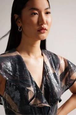 Ted Baker Edennie Printed Sequin Ruffle Black Jumpsuit 11 Ted Baker Edennie Printed Sequin Ruffle Black Jumpsuit -Ted Baker Shop D52662s4