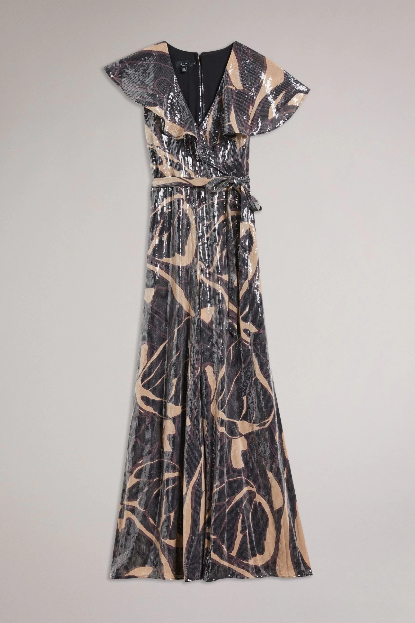 Ted Baker Edennie Printed Sequin Ruffle Black Jumpsuit 6 Ted Baker Edennie Printed Sequin Ruffle Black Jumpsuit - Image 5