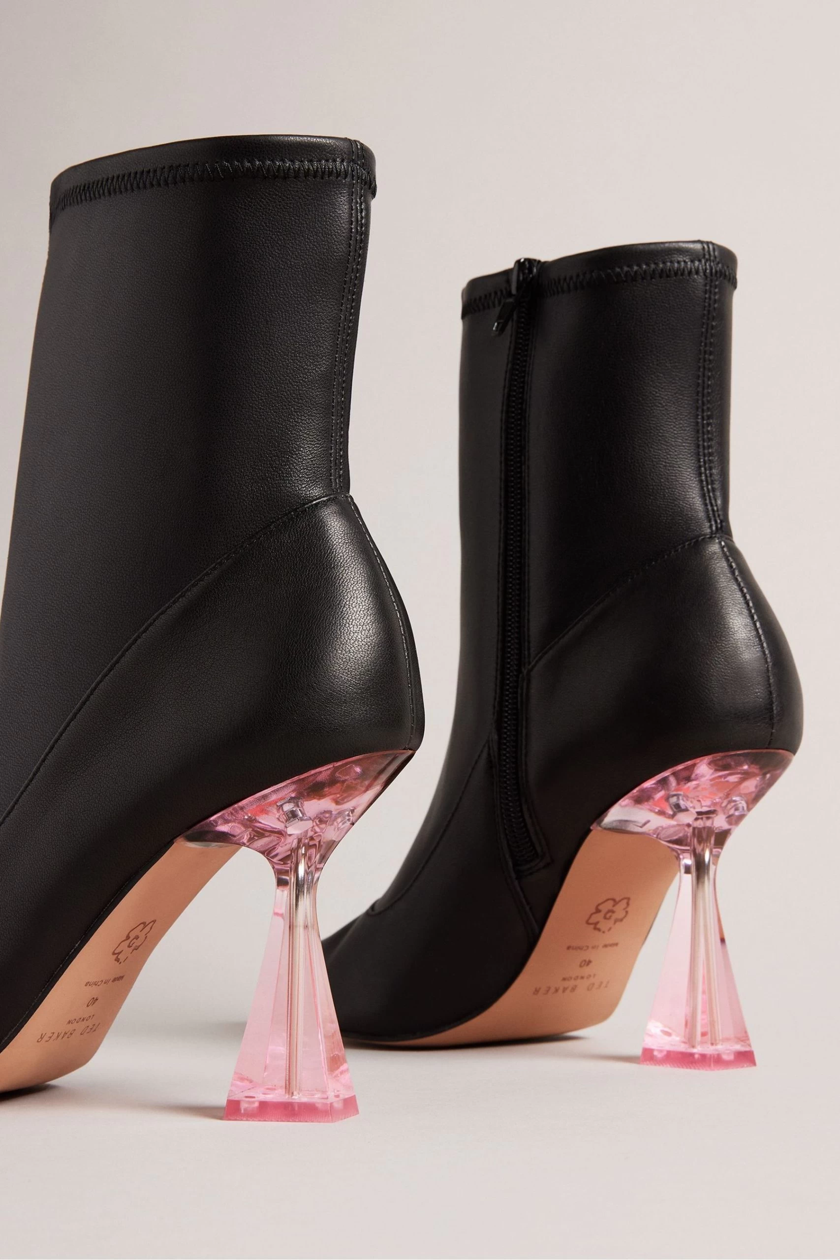 Ted Baker Liya Stretch Leather High Heeled Ankle Black Boots 5 Ted Baker Liya Stretch Leather High Heeled Ankle Black Boots - Image 3