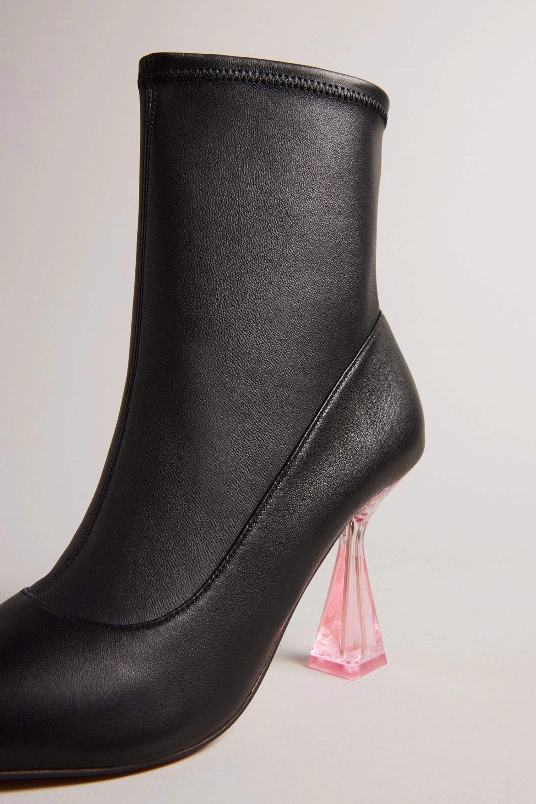 Ted Baker Liya Stretch Leather High Heeled Ankle Black Boots 6 Ted Baker Liya Stretch Leather High Heeled Ankle Black Boots - Image 4