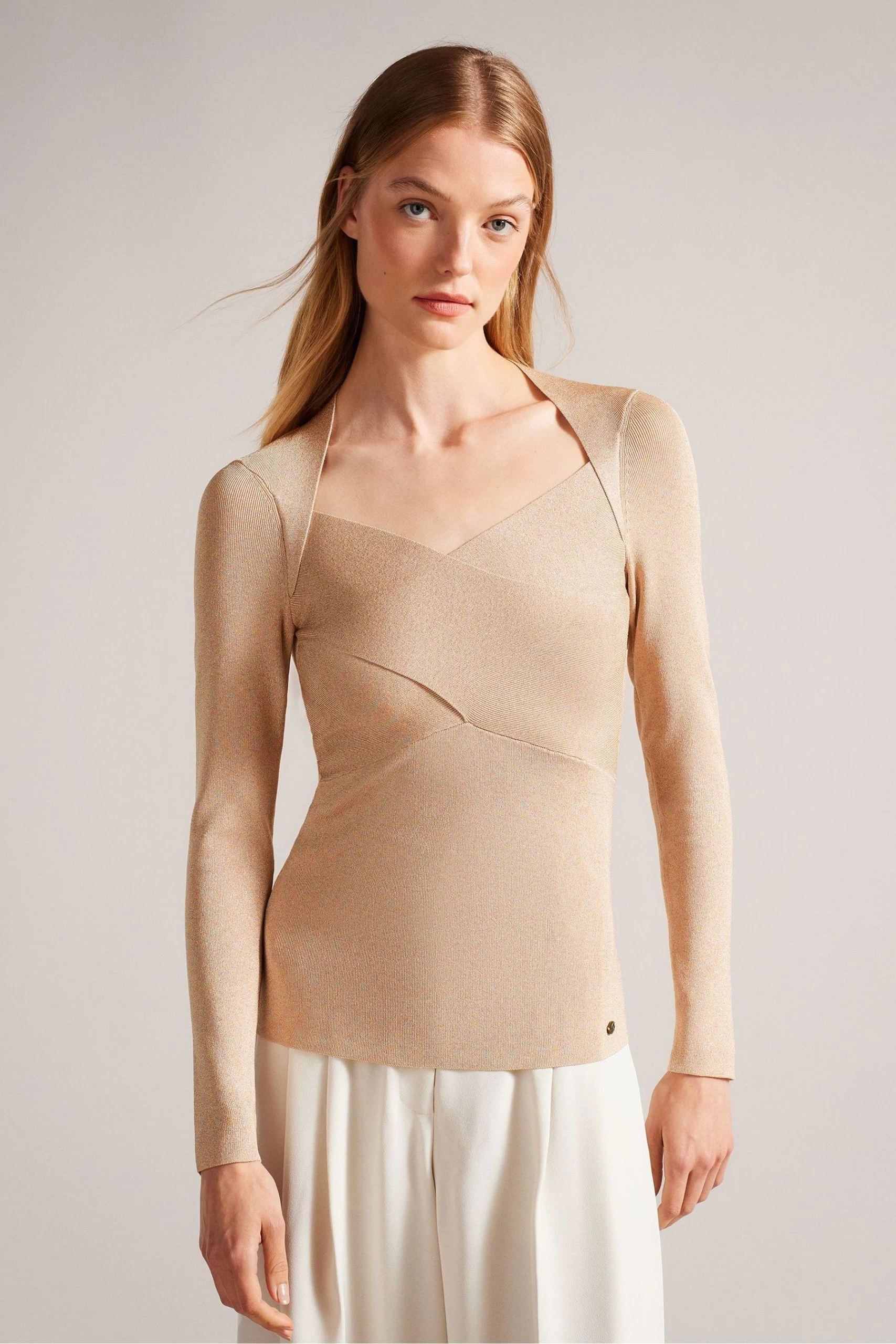 Ted Baker Pink Eloisy Slim Fit Crossover Knit Top 3 Ted Baker Pink Eloisy Slim Fit Crossover Knit Top