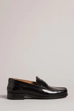 Ted Baker Tiryme High Shine Brush Off Black Leather Loafers